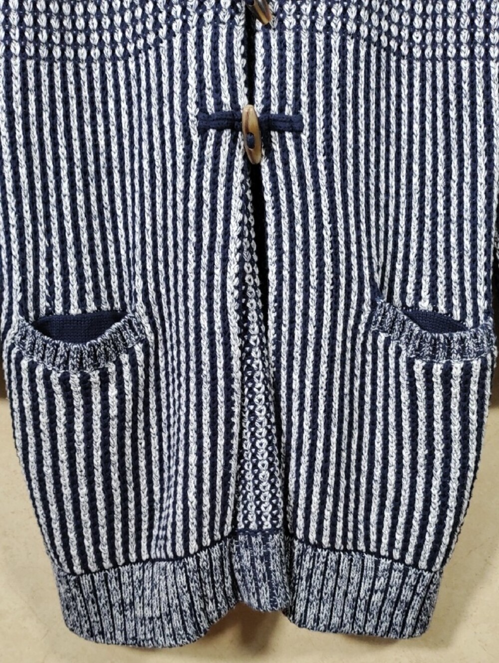 J154 GAP Navy & White Striped Hooded Toggle Cardigan Coat XL - Picture 4 of 11
